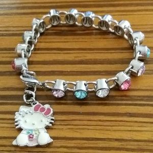 Hello Kitty multi color gem and silver bracelet
